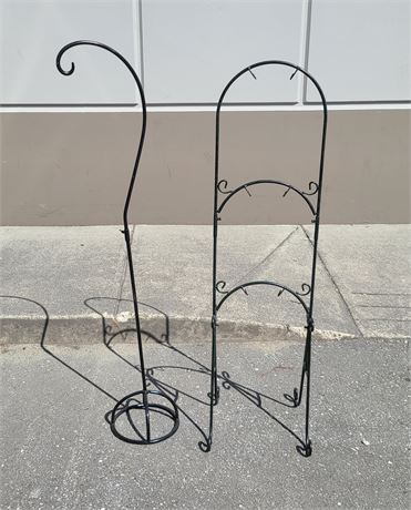 2 WROUGHT IRON PLANT HANGERS (52" & 49"tall)