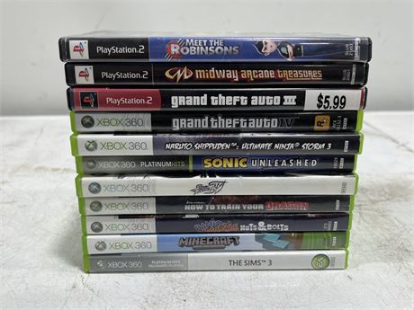 11 XBOX 360 / PS2 GAMES