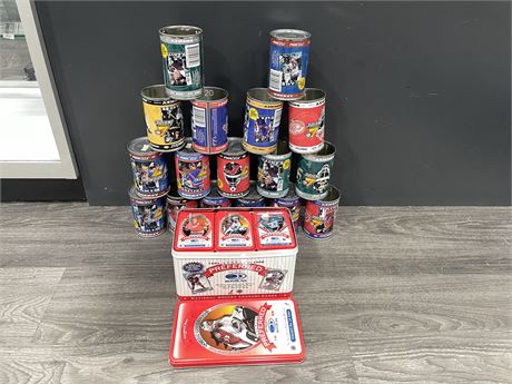 LOT OF NHL TINS & CANS - (EMPTY)