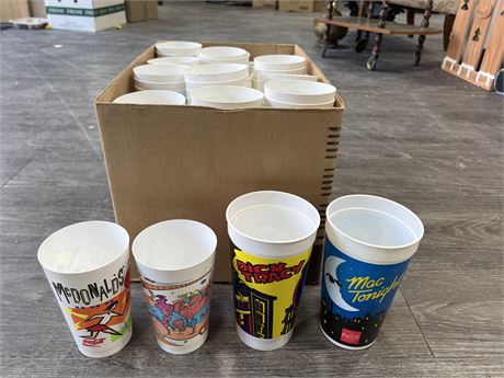 LARGE LOT OF ASSORTED VINTAGE MCDONALDS CUPS