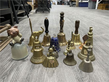 LOT OF 17 MISC BELLS - SOME FROM LATE 1800S