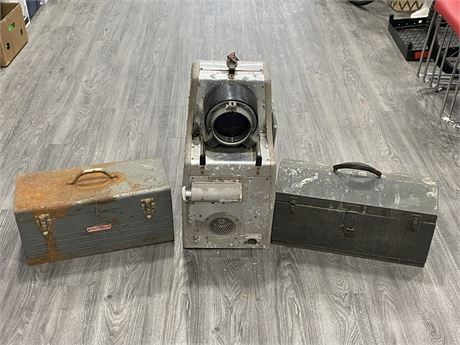 1960S SCHOOL PROJECTOR + SNAPON & CRAFTSMAN TOOL BOXES