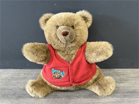 VANCOUVER GRIZZLIES MASCOT GRIZZLY BEAR WITH ROOTS MADE SWEATER 16” TALL