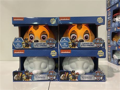 NEW PAW PATROL COLOUR/LIGHTUP TOYS (4 PACK)