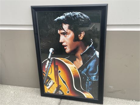 LARGE FRAMED 40+ YEAR OLD ELVIS PICTURE 40”x28”