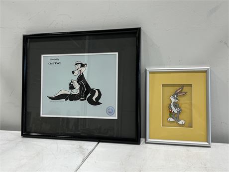 (2) 1990s WARNER BROS CELLS IN FRAME - 1 WITH AUTHENTICATION (Largest is 21”x18”