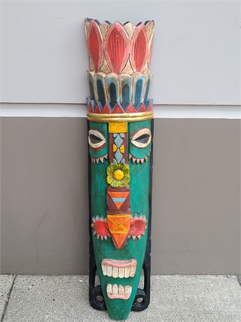 INDONESIAN LARGE WOOD CARVING MASK (45.5"tall)
