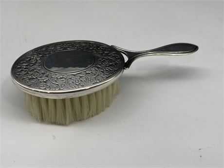 ANTIQUE ENGRAVED SILVER BABY BRUSH