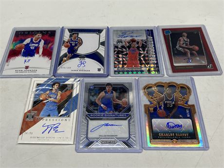 7 NBA ROOKIE AUTO CARDS INCLUDING SPRINGER ROOKIE JERSEY CARD
