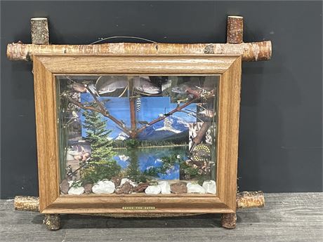 CATCH THE HATCH FLY FISHING DIORAMA WITH FLIES (22”x19”)