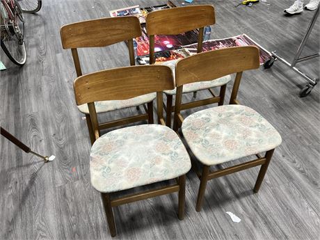4 MID CENTURY TEAK DINING CHAIRS MADE IN DENMARK