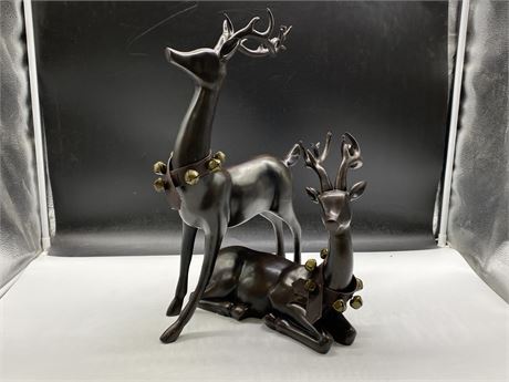 2 LARGE REINDEER - AS NEW (TALLEST IS 17.5”)