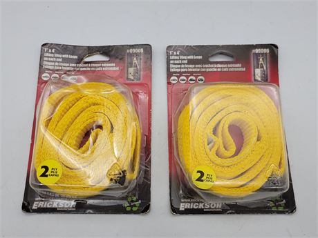 PAIR OF NEW LIFTING SLINGS WITH LOOPS, '1"X4'