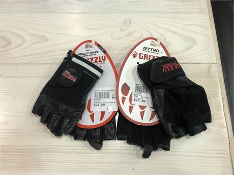 2 PAIRS OF NEW GRIZZLY GYM GLOVES SIZE L RETAIL $55