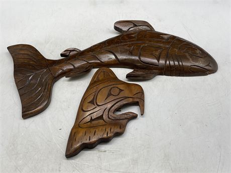 2 SIGNED NATIVE PLAQUES (LARGEST 16”)
