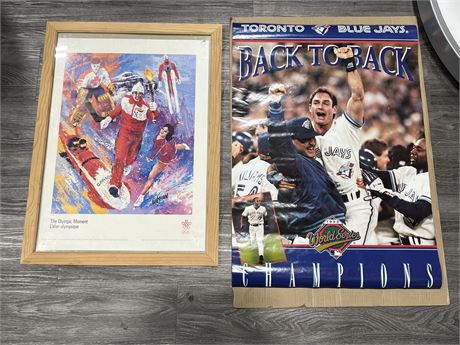 1993 BLUE JAYS WORLD SERIES POSTER & THE OLYMPIC MOMENT POSTER (22”x30”)
