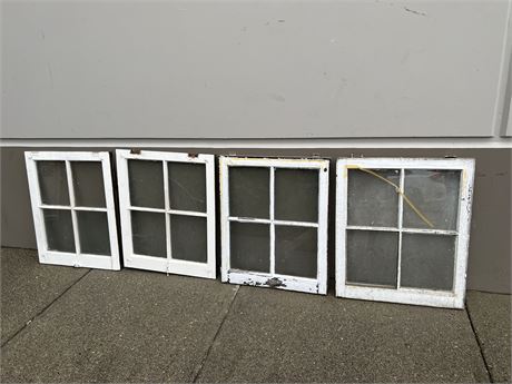 4 ANTIQUE WINDOWS 24”x29”