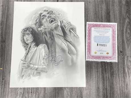 LED ZEPPELIN PENCIL DRAWING CARD STOCK PRINT SIGNED BY ROBERT PLANT W/COA