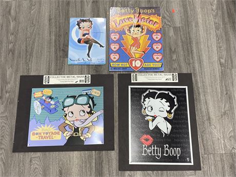 4 BETTY BOOP POSTERS - 16” X 12”