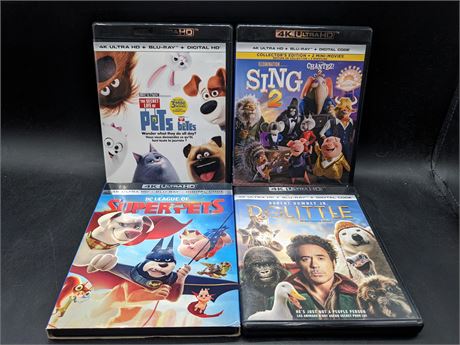 4 BLU-RAY 4K MOVIES - EXCELLENT CONDITION