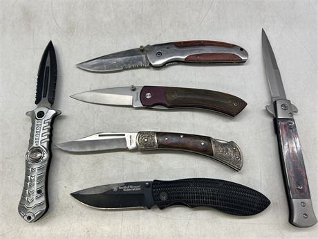 6 FOLDING KNIVES - ASSORTED NAME BRANDS