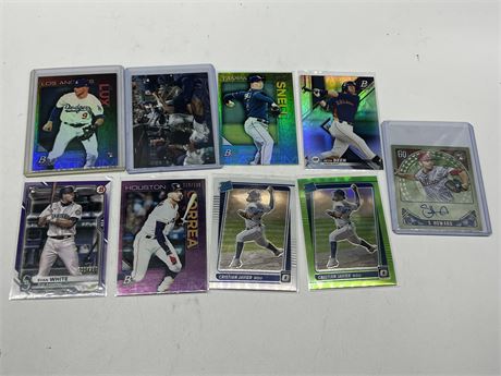 9 MLB ROOKIES, NUMBERED CARDS & AUTO
