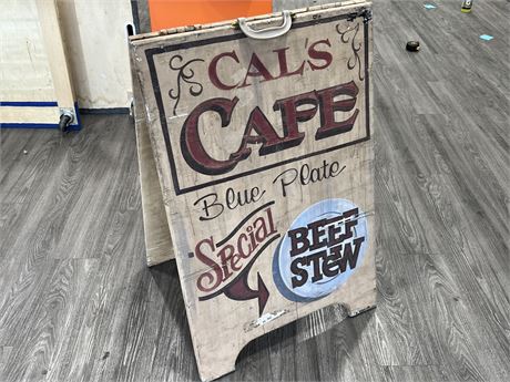 VINTAGE WOOD VANCOUVER RESTAURANT DOUBLE SIDED SIGN (30”)