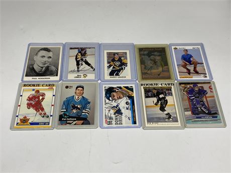 10 MISC NHL CARDS INCLUDING ROOKIES