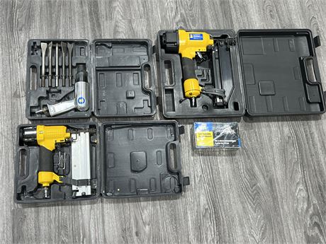 POWER FIST AIR TOOLS (2 nailers, chisel, impact wrench)