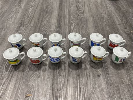 SET OF 12 CANADIAN PROVINCE LIDDED MUGS BY CANADIAN COLLECTION