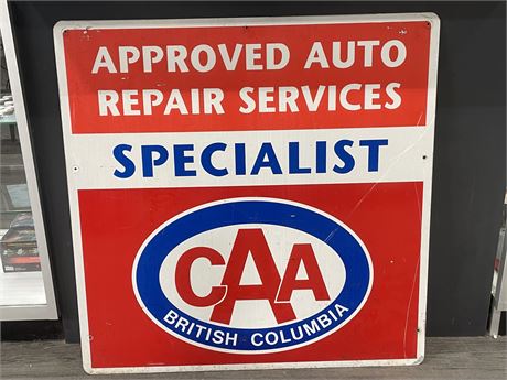 VINTAGE METAL DOUBLE SIDED CAA BRITISH COLUMBIA SPECIALIST REPAIR SIGN 3FT x 3FT