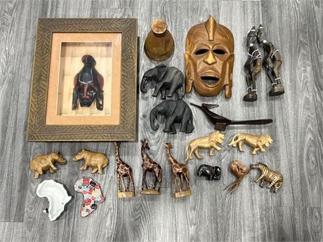 LOT OF AFRICAN COLLECTABLES W/LOCK BOX