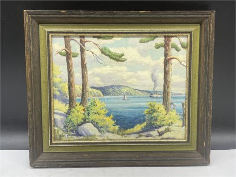 ORIGINAL PAINTING BY A.W.C MCDONALD “THE LAKES STREAMER” 13”x11”