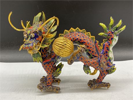 VINTAGE CHINESE CLOISONNÉ DRAGON (7.5” TALL)