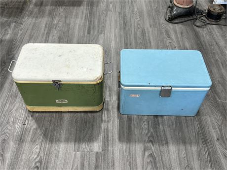 2 VINTAGE COOLERS - COLEMAN & THERMOS
