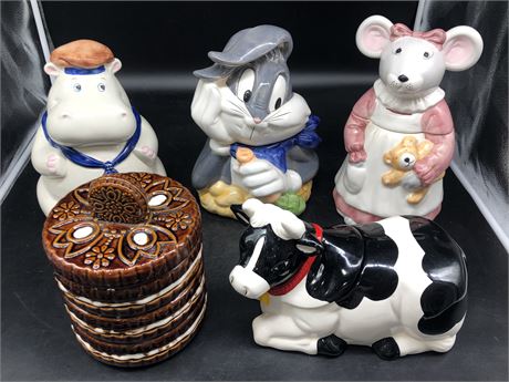 5 ASSORTED COLLECTABLE COOKIE JARS