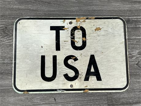 VINTAGE “TO USA” METAL STREET SIGN (18”x12”)