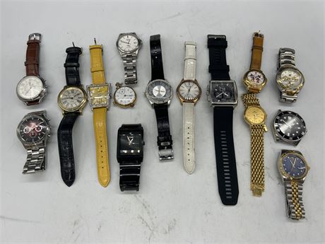 15 MISC. WATCHES - ASSORTED BRANDS & CONDITIONS