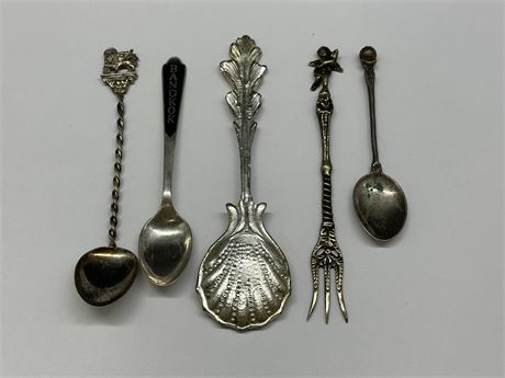 LOT OF SPOONS / SOME SILVER (5” LARGEST)