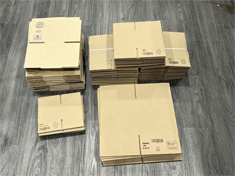 LOT OF CARDBOARD SHIPPING BOXES - SPECS IN PHOTOS