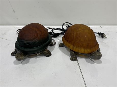 2 BRASS TURTLE LAMPS