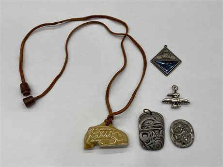 5 PIECES OF NATIVE JEWELRY