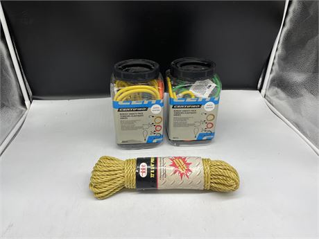 2 CASES OF BUNGEE CORDS W/ROPE