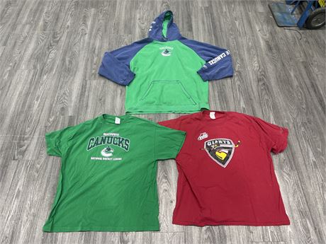 3 VANCOUVER CANUCKS / GUANTS TSHIRTS SIZE 2XL