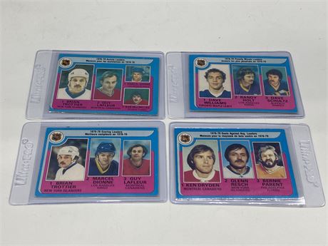 (4) 1979 OPC NHL LEAGUE LEADERS CARDS