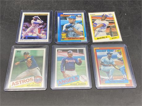 6 MLB CARDS INCLUDING ROOKIE FRANK THOMAS