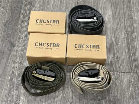 3 NEW ADJUSTABLE BELTS W/ EXTRA BUCKLE