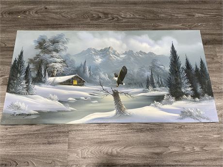 SIGNED EAGLE PAINTING ON CANVAS (4ftx2ft)