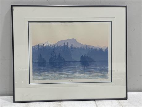 FRAMED RACHEL GOWLEY “CORTEL BAY” SIGNED NUMBERED PRINT 60/65 (27”x22”)