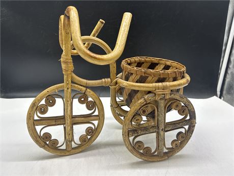 VINTAGE BAMBOO TRICYCLE PLANT HOLDER